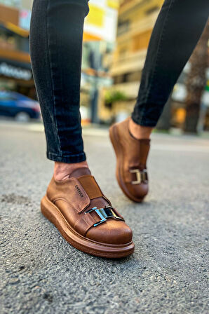 Pabucmarketi Lastikli Toka Detaylı Erkek Spor Ayakkabı Taba