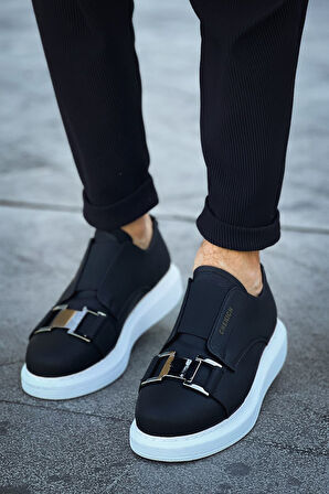 Pabucmarketi Lastikli Toka Detaylı Erkek Spor Ayakkabı Siyah