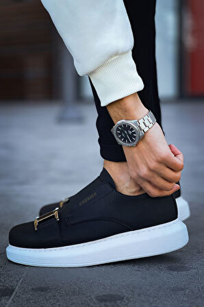 Pabucmarketi Lastikli Toka Detaylı Erkek Spor Ayakkabı Siyah