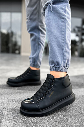 Pabucmarketi Bağcıklı Erkek Sneaker Bot Siyah