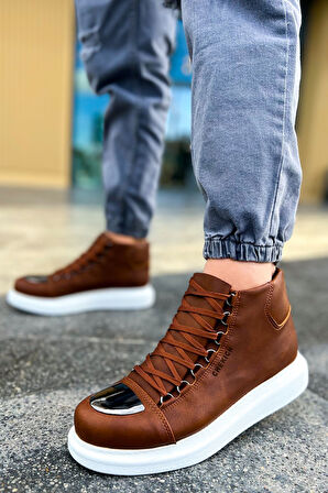 Pabucmarketi Bağcıklı Erkek Sneaker Bot Taba