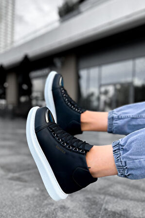 Pabucmarketi Bağcıklı Erkek Sneaker Bot Siyah