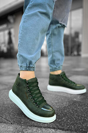 Pabucmarketi Bağcıklı Erkek Sneaker Bot Haki