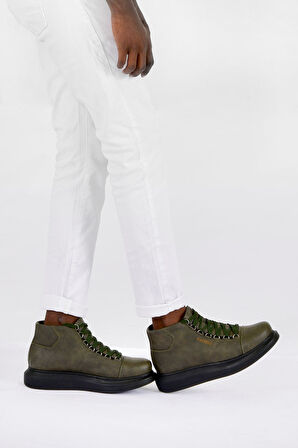 Pabucmarketi Bağcıklı Erkek Sneaker Bot Haki