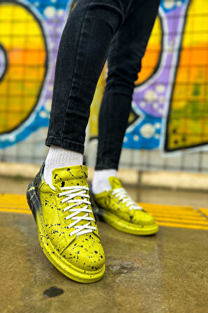 Pabucmarketi Bağcıklı Baskılı Erkek Spor Ayakkabı Yeşil Siyah Splush