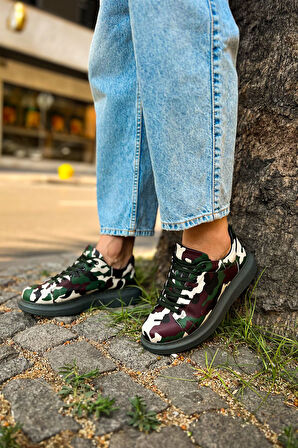 Pabucmarketi Bağcıklı Erkek Spor Ayakkabı Kamuflaj