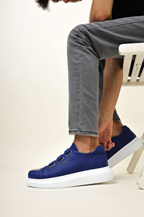 Pabucmarketi Lastikli Erkek Spor Ayakkabı Saks Mavi