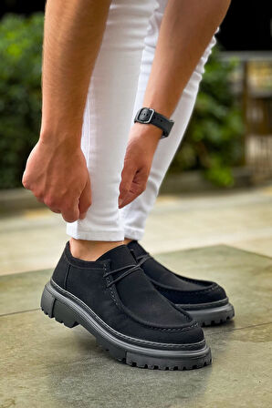 Pabucmarketi Bağcıklı Erkek Günlük Ayakkabı Siyah