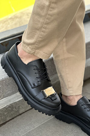 Pabucmarketi Bağcıklı Toka Detaylı Erkek Günlük Ayakkabı Siyah