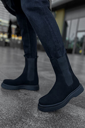 Pabucmarketi Lastikli Erkek Chelsea Bot Siyah Süet