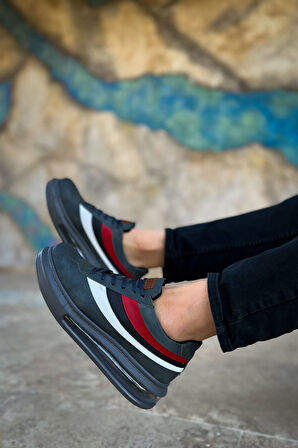 Pabucmarketi Bağcıklı Balon Taban Erkek Günlük Ayakkabı Antrasit