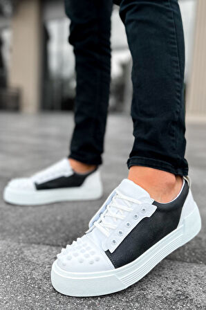 Pabucmarketi Bağcıklı Erkek Günlük Ayakkabı Antrasit Beyaz