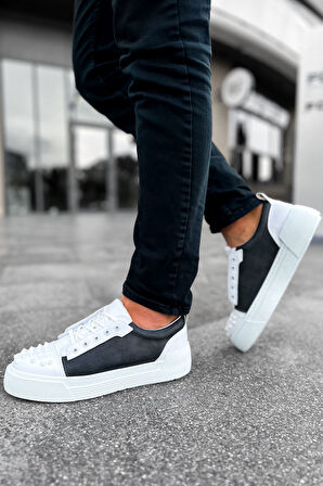 Pabucmarketi Bağcıklı Erkek Günlük Ayakkabı Antrasit Beyaz