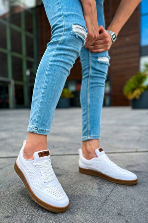 Pabucmarketi Bağcıklı Erkek Günlük Ayakkabı Beyaz