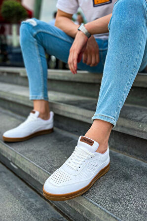 Pabucmarketi Bağcıklı Erkek Günlük Ayakkabı Beyaz