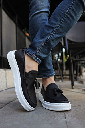 Pabucmarketi Püsküllü Loafer Erkek Ayakkabı Siyah