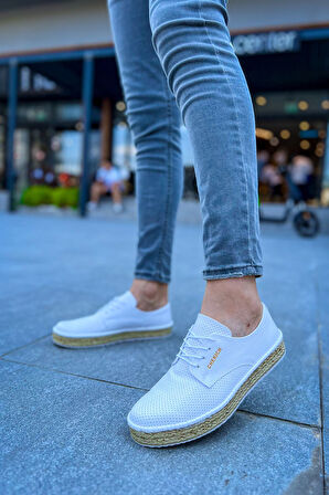 Pabucmarketi Bağcıklı Erkek Günlük Ayakkabı Beyaz