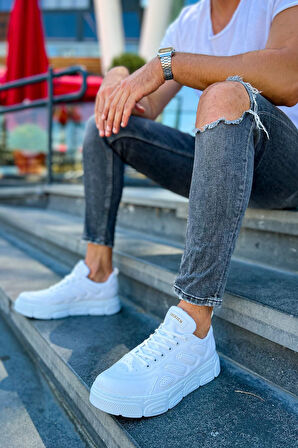 Pabucmarketi Bağcıklı Erkek Günlük Ayakkabı Beyaz