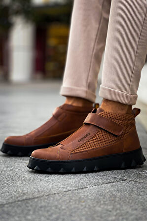 Pabucmarketi Cırtlı Erkek Sneaker Bot Taba