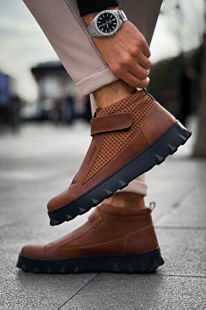Pabucmarketi Cırtlı Erkek Sneaker Bot Taba