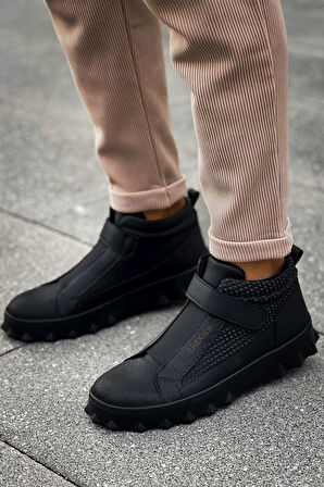 Pabucmarketi Cırtlı Erkek Sneaker Bot Siyah