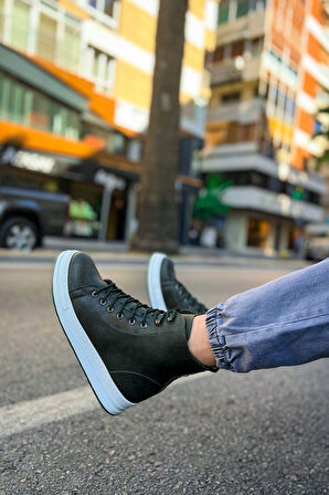 Pabucmarketi Bağcıklı Erkek Sneaker Bot Haki