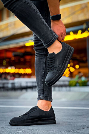 Pabucmarketi Bağcıklı Erkek Günlük Ayakkabı Siyah