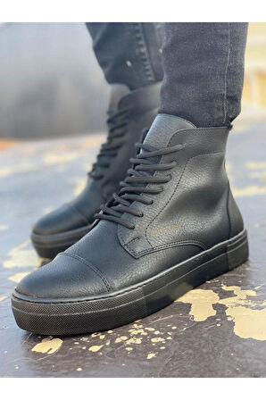 Pabucmarketi Bağcıklı Erkek Sneaker Bot Siyah