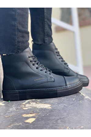 Pabucmarketi Bağcıklı Erkek Sneaker Bot Siyah