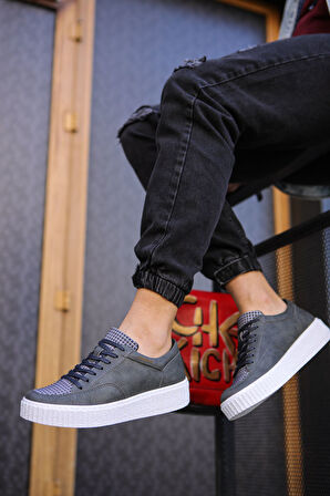 Pabucmarketi Bağcıklı Erkek Günlük Ayakkabı Antrasit