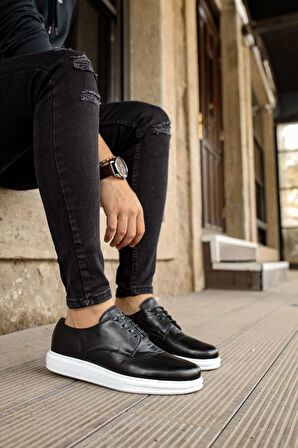 Pabucmarketi Bağcıklı Erkek Günlük Ayakkabı Siyah