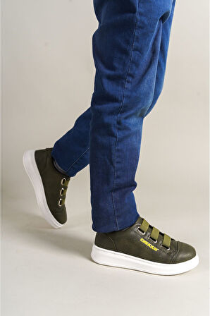 Pabucmarketi Lastikli Erkek Çocuk Günlük Ayakkabı Haki