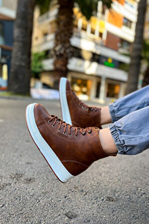 Pabucmarketi Bağcıklı Erkek Sneaker Bot Taba