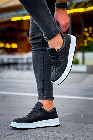 Pabucmarketi Bağcık Detaylı Erkek Spor Ayakkabı Siyah