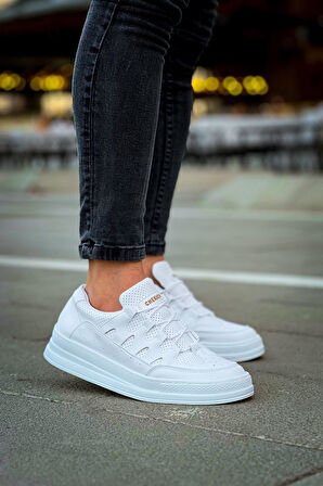 Pabucmarketi Bağcık Detaylı Erkek Spor Ayakkabı Beyaz