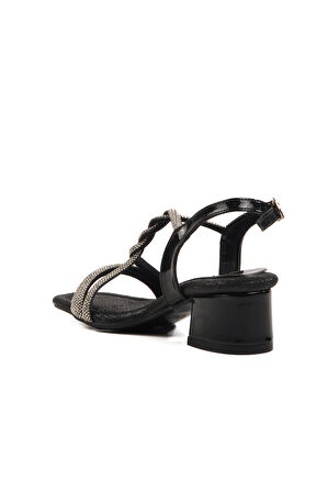 Aspor Siyah Taşlı Kız Çocuk Sandalet