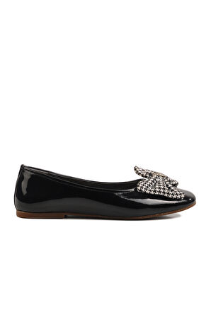 Aspor Siyah Rugan Fiyonk Kurdeleli Kız Çocuk Babet