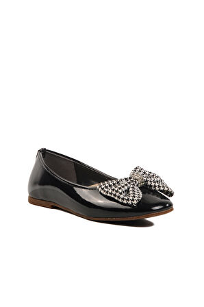 Aspor Siyah Rugan Fiyonk Kurdeleli Kız Çocuk Babet