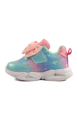 Aspor Turkuaz Cırtlı Işıklı Kız Çocuk Spor Ayakkabı