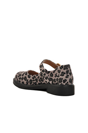 Aspor Gri Leopar Desenli Kemerli Kadın Babet