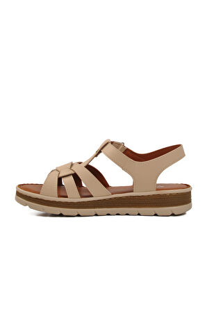 Aspor Bej Cırtlı Kadın Sandalet