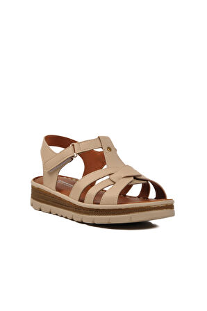 Aspor Bej Cırtlı Kadın Sandalet