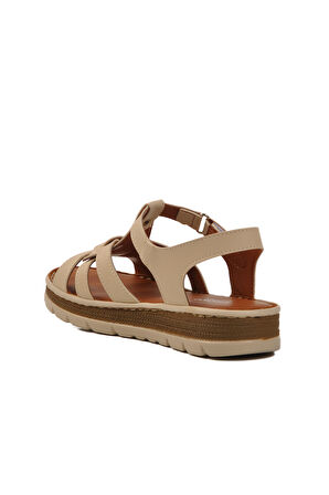 Aspor Bej Cırtlı Kadın Sandalet