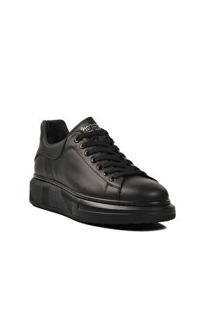 Marcomen Siyah Hakiki Deri Erkek Sneaker
