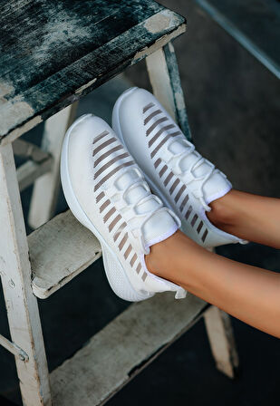 Pabucmarketi Beyaz Triko Kadın Spor Ayakkabı