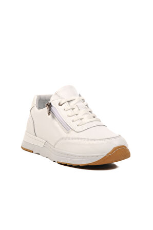 Aspor Beyaz Hakiki Deri Kadın Günlük Ayakkabı