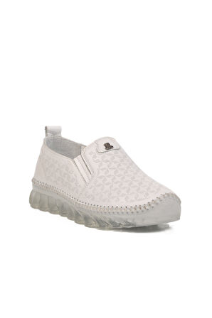 Aspor Beyaz Hakiki Deri Kadın Casual Ayakkabı