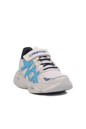 Aspor Beyaz Lacivert Cırtlı Fileli Hafif Unisex Çocuk Spor Ayakkabı