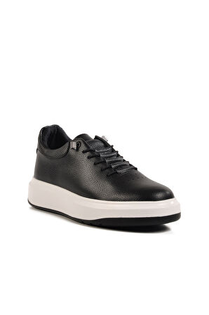 Aspor Siyah Lastik Bağcıklı Hakiki Deri Erkek Casual Ayakkabı