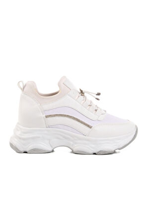 Aspor Beyaz Yüksek Taban Kadın Sneaker